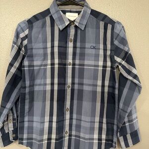 Calvin Klein kid Navy and Gray Plaid Shirt